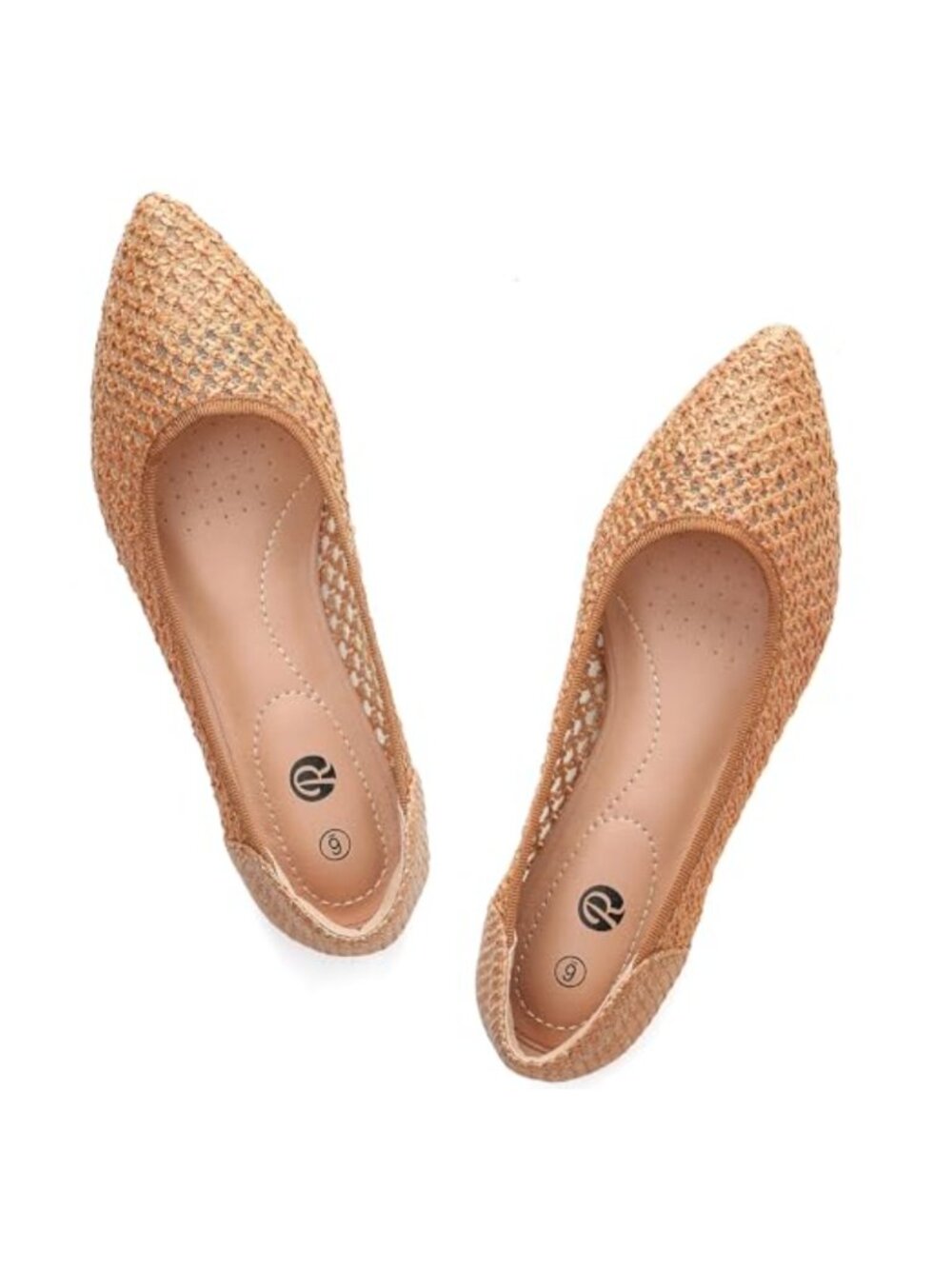 Pointed Toe Ballet Flats Raffia Slip On Comfortable Casual Work Office